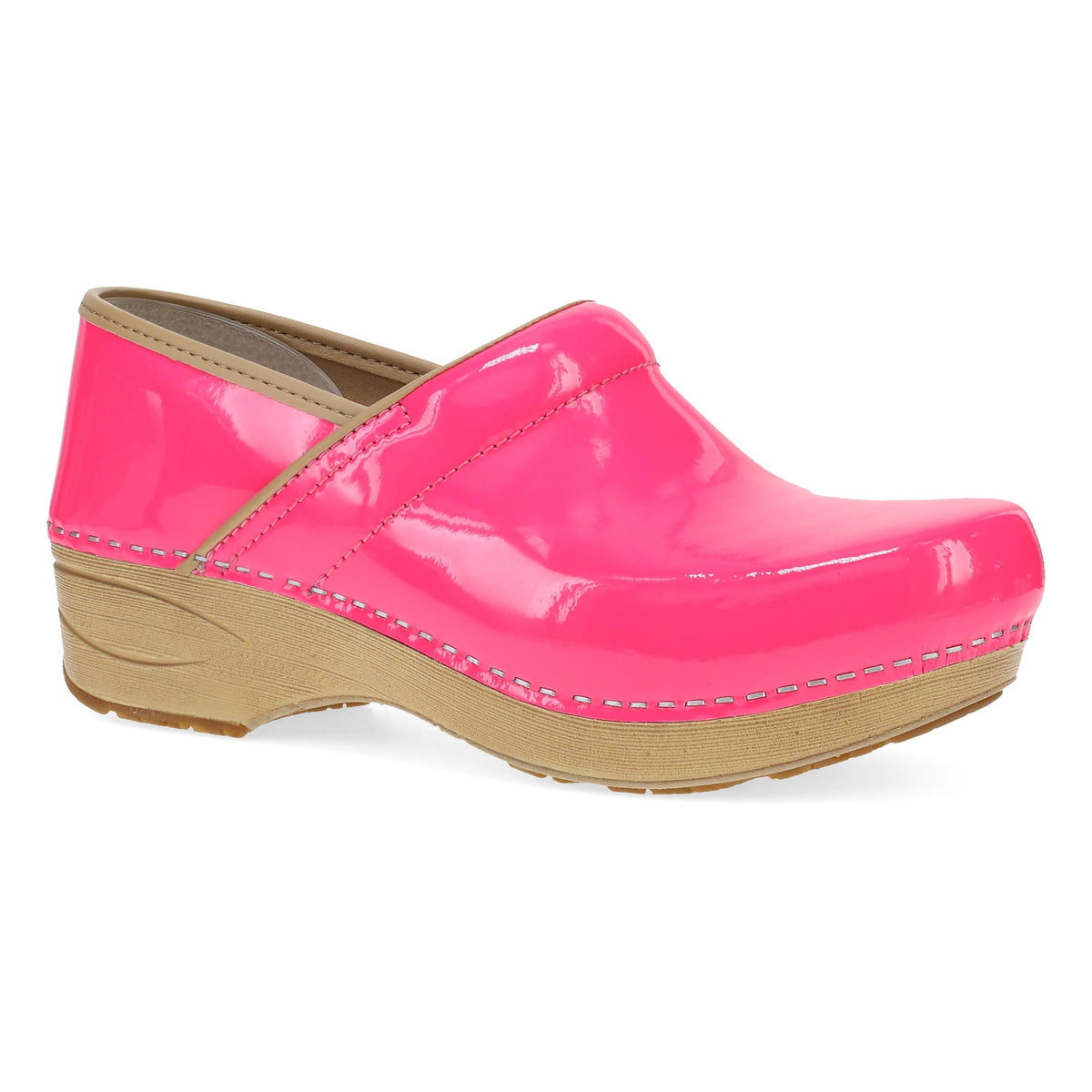 Pink Neon Patent Clog,36