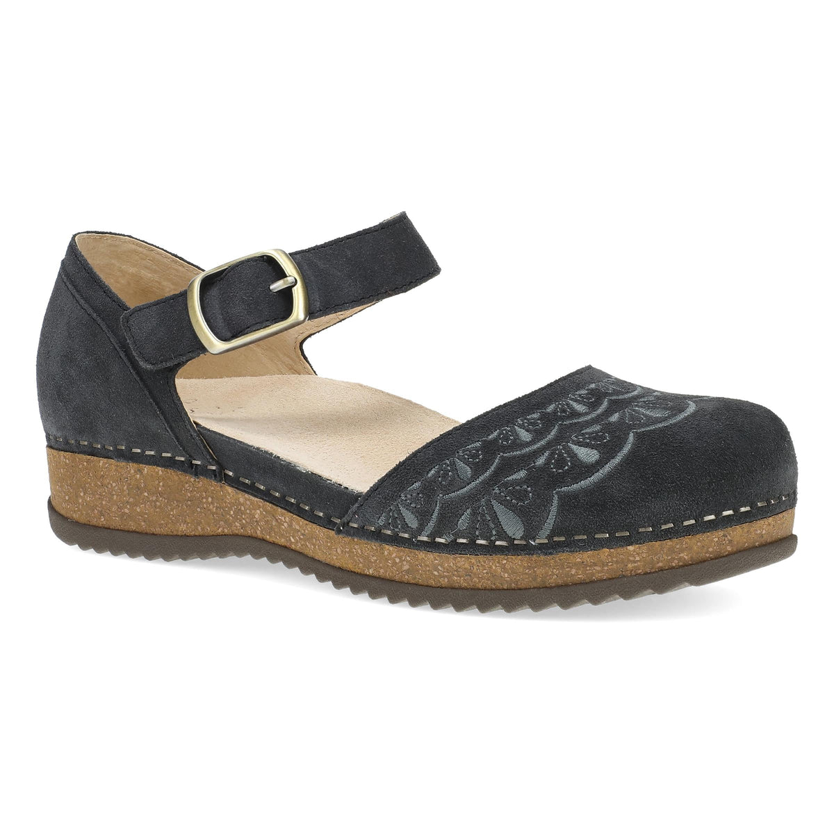 Dansko Discount / Mae Charcoal Embroidered Suede