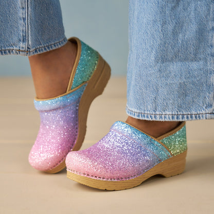 Dansko Great Value / Wide Pro Pastel Rainbow Glitter