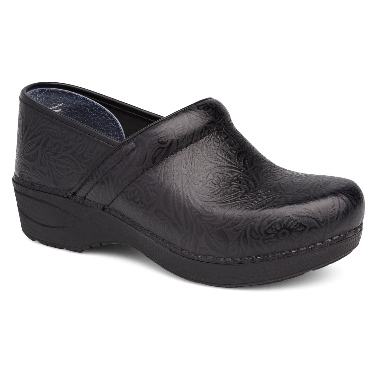 Black Floral Tooled Clog,35