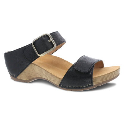 Black Milled Burnished Sandal,36