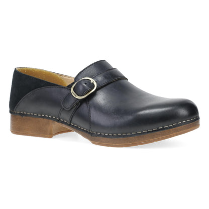 Black Burnished Calf Clog,36