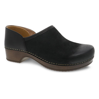 Black Burnished Suede Clog,35
